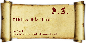 Mikita Bálint névjegykártya